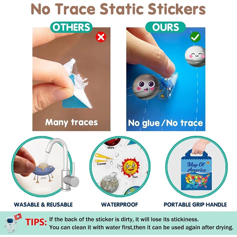 Kids Reusable Sticker Book Multiple Scenarios Cartoon DIY Puzzle Educational Cognition Learning Toys for Child Age 2-4 Gift