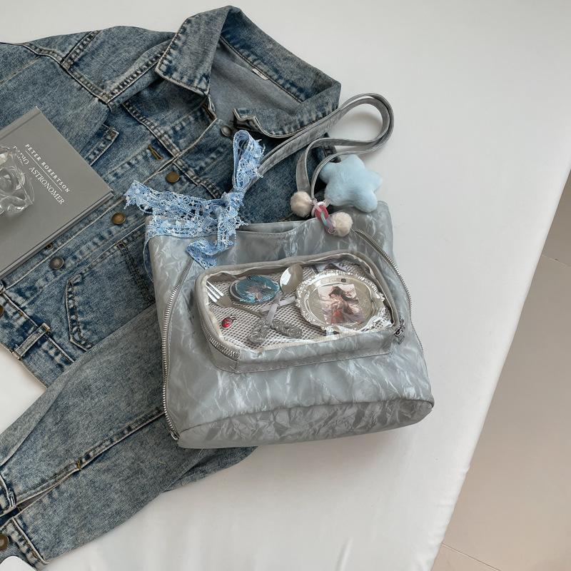 Fashion Transparent Shoulder Bag Women's 2025 New Versatile Simple Large-capacity Tote Bag, Foreign Style Student Backpack Tide