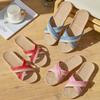 New home linen slippers women's indoor non-slip and wear-resistant couple slippers men's four-season floor slippers
