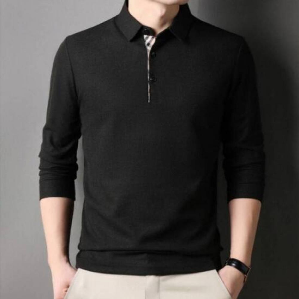 Limid Men Texture Colorblock Button Collar Polo Shirt Dmg Jua Q4311367