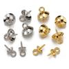 50pcs Stainless Steel Screw Eye Pins Gold Color Bail Top Drilled Bead End Caps Pendant Connector for DIY Jewelry Making Supplies