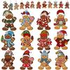 12/24pcs Gingerbread Man Wooden Pendants Christmas Tree Hanging Xmas Party Ornaments Kids DIY Tags New Year Gift Home Decoration