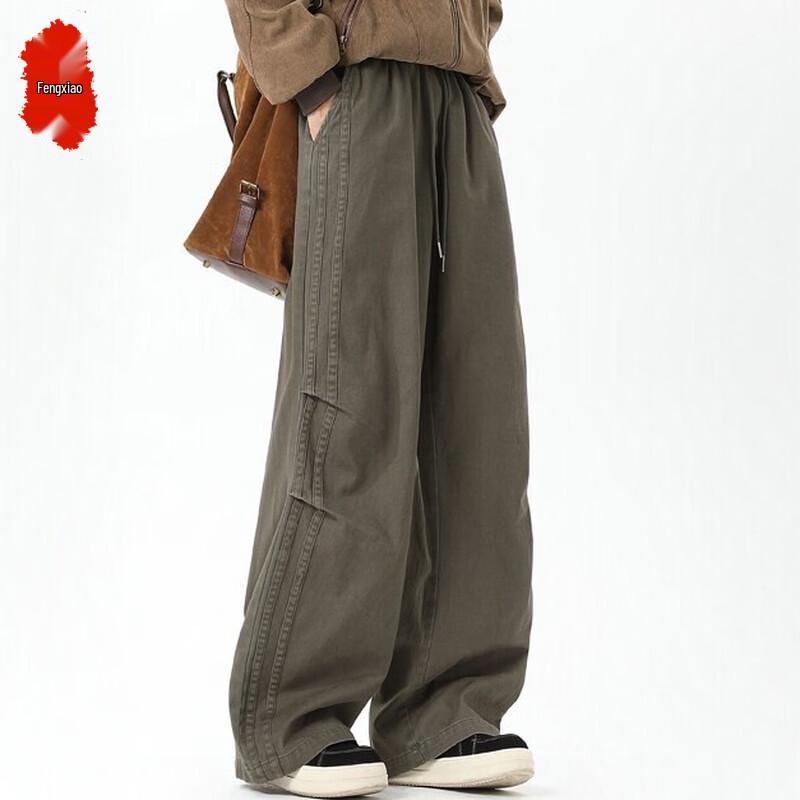 

Men s Retro Pleated Straight-Leg Washed Cargo Pants M