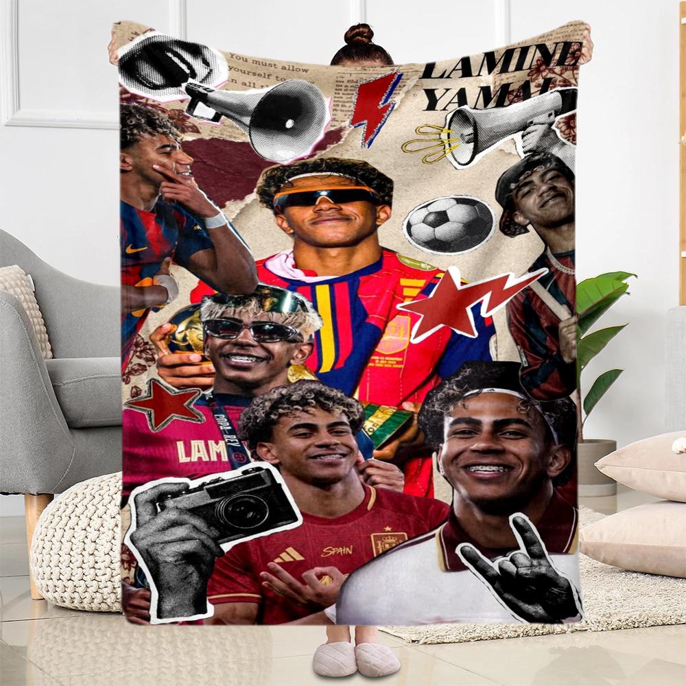 Lamine Yamal's Spain's Soccer Star Blanket Soft Warm Cozy Great for Chair Picnics Seaside Four Seasons Multipurpose Digital Print Best Holiday Gift fo