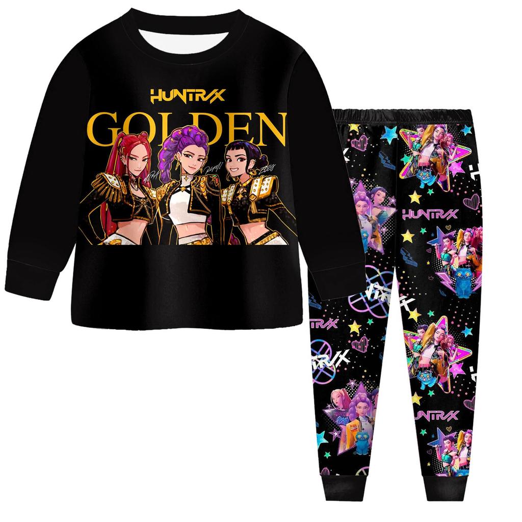 Dětský módní oblek Sukně Kulatý výstřih Top s dlouhým rukávem Kalhoty