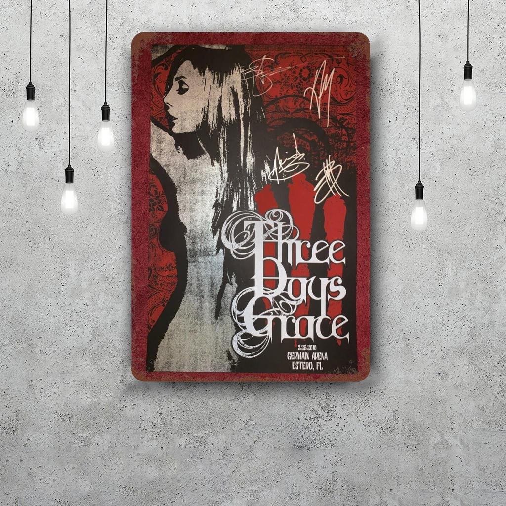 Three days grace band Dekoration Poster Vintage Blechschild Metallschild Dekorative Plakette für Kneipe Bar Man Cave Club Wanddekoration