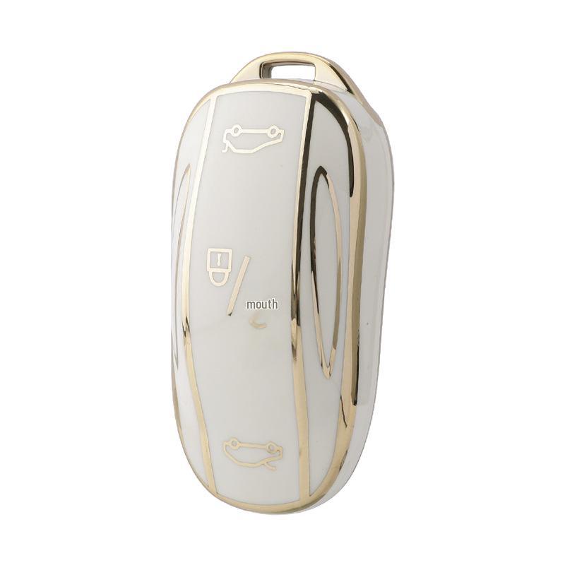 Fashionable Gold Edge TPU Key Case for Tesla Model X