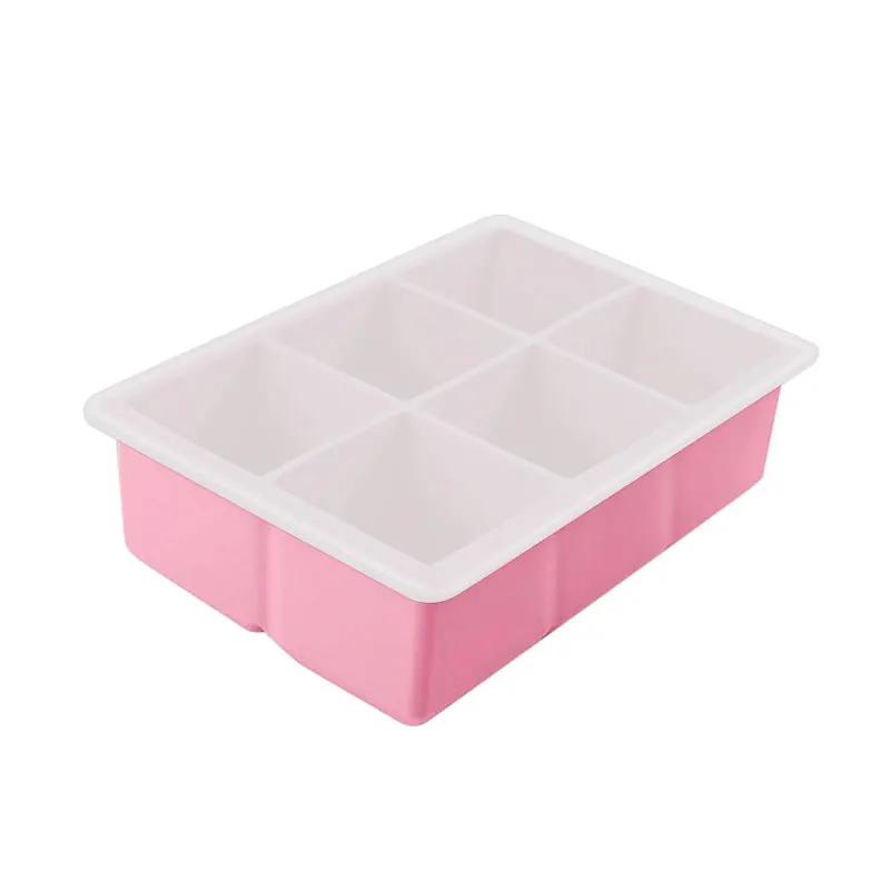 6/15 Fächer Große Quadratische Eiswürfelformen Flexible Silikon Eiswürfelformen mit Deckel Stapelbarer Eiswürfelbereiter für Gefrierbehälter