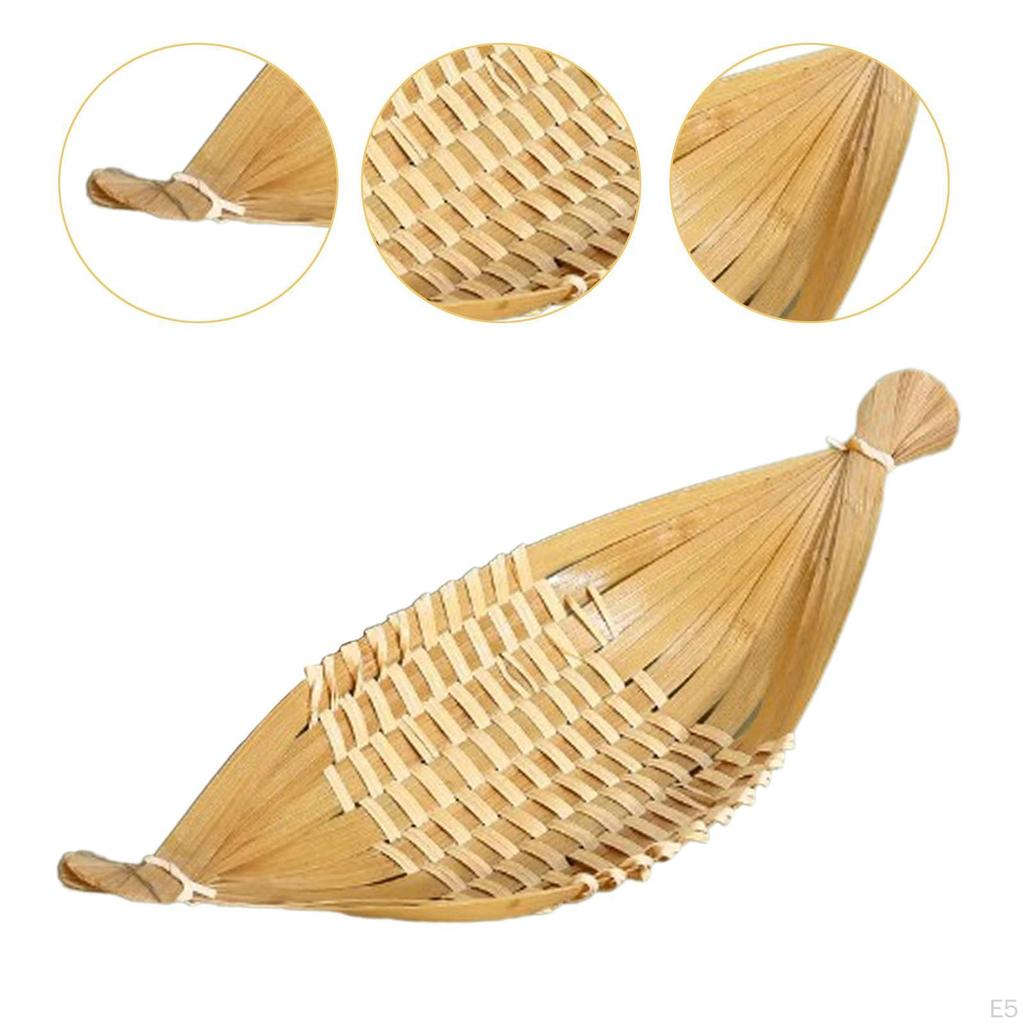 Bamboo Bread Tray Food Storage Basket Rustic Multiuse Woven Serving for