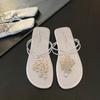 Sequined toe cool slippers women's 2025 new summer wear clip-on flip-flops flat sandals