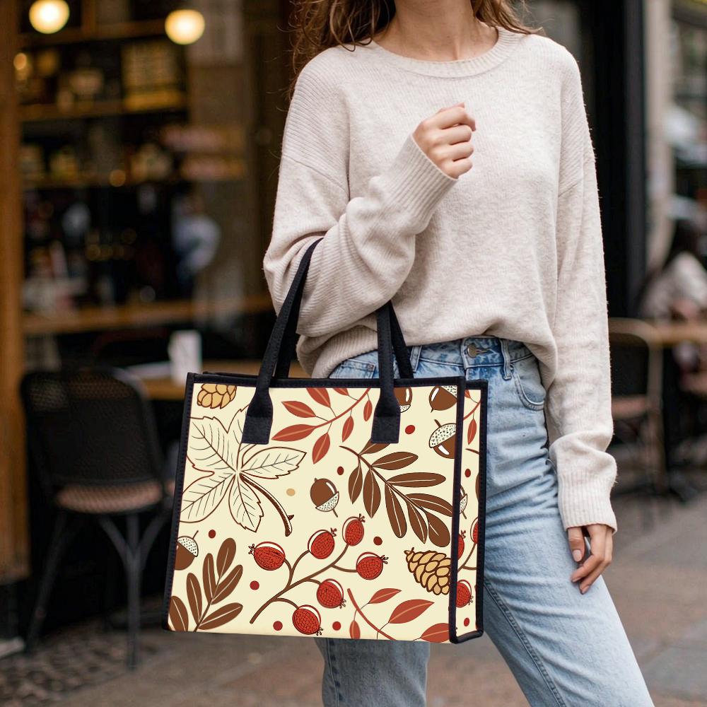 Autumn Leaves Print Tote Bag Casual Large Capacity Daily Shopping Handbag