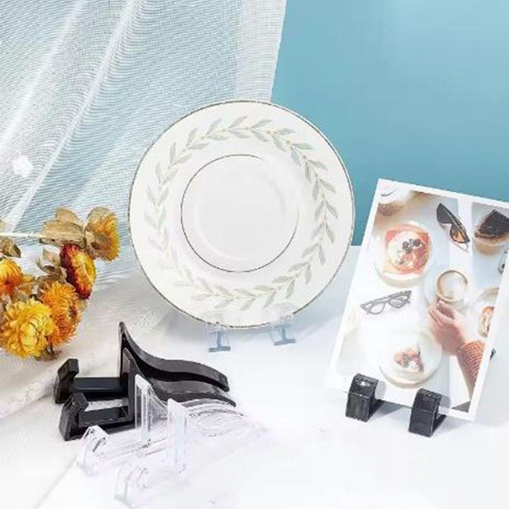 20Pcs Simple Easels Photo Holder Transparent/Black Picture Frame Display Shelves  for Desktop