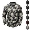 Herren Schnelltrocknendes Mesh Langarm Golfshirt mit Halloween-Print für Freizeitkleidung