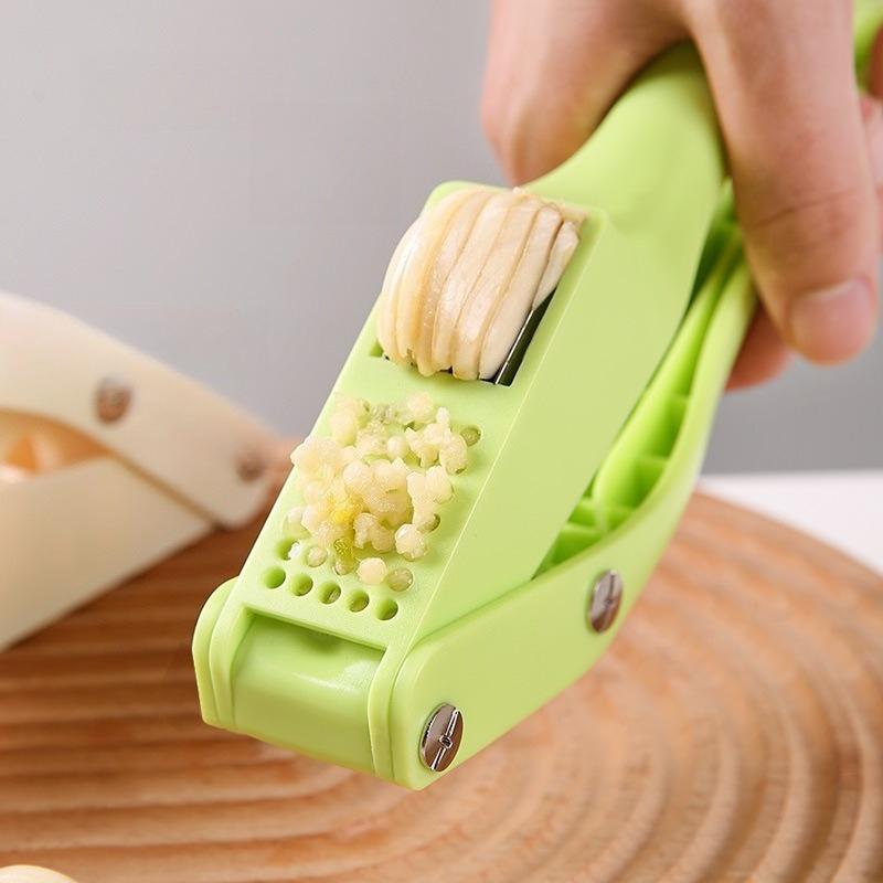 Dual Function Garlic Press Tool For Mashing And Slicing Garlic Vegetable Chopper Squeezer For Home Kitchen Cooking Gadget Masher