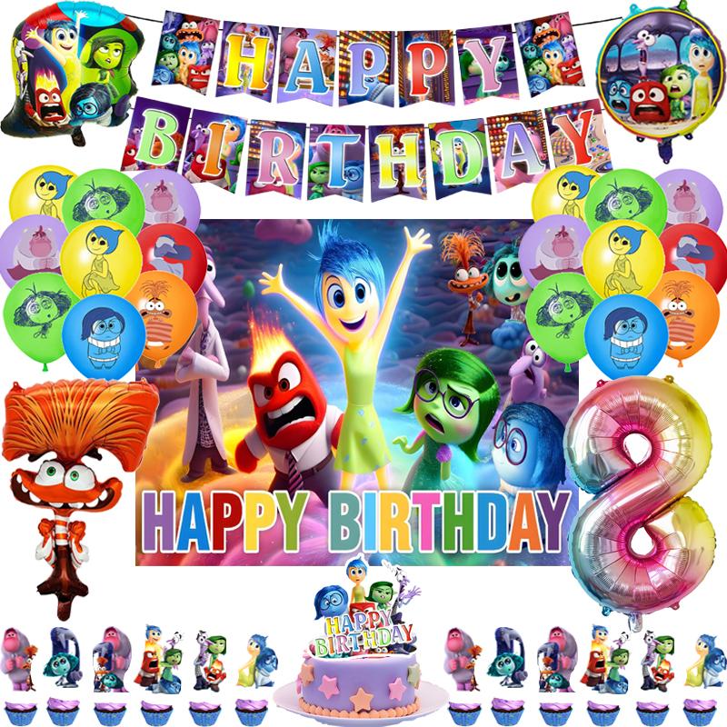 Inside Out 2 Decorațiuni Petrecere de Ziua de Naștere Temă Desen Animat Kit Veselă Baloane Bucurie Tristețe Accesorii Copii Băiat Fată Cadou Jucării