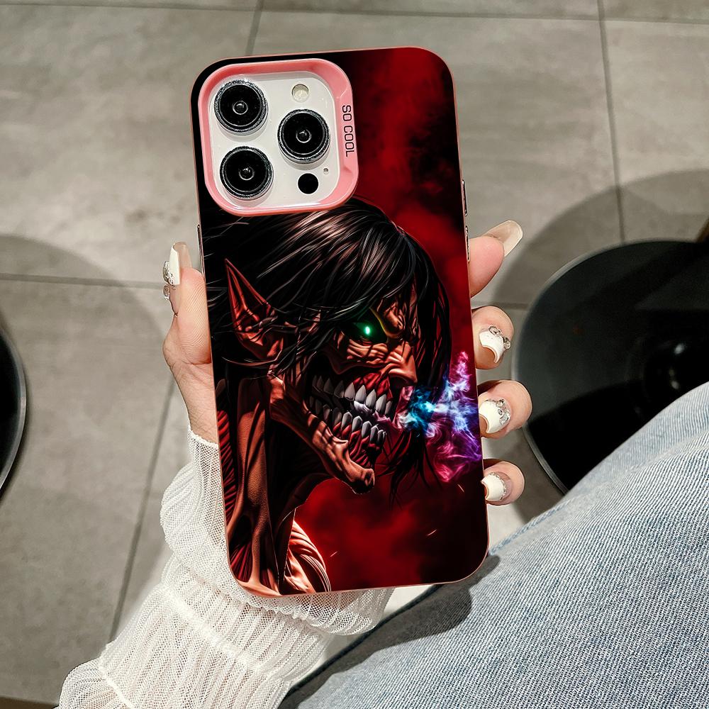 

AOT Eren Yeager Pink Translucent Mobile Phone Case for iPhone 17 16 15 14 13 12 11 X XR XS Air Pro Max Plus Colorful Cover iPhone XS