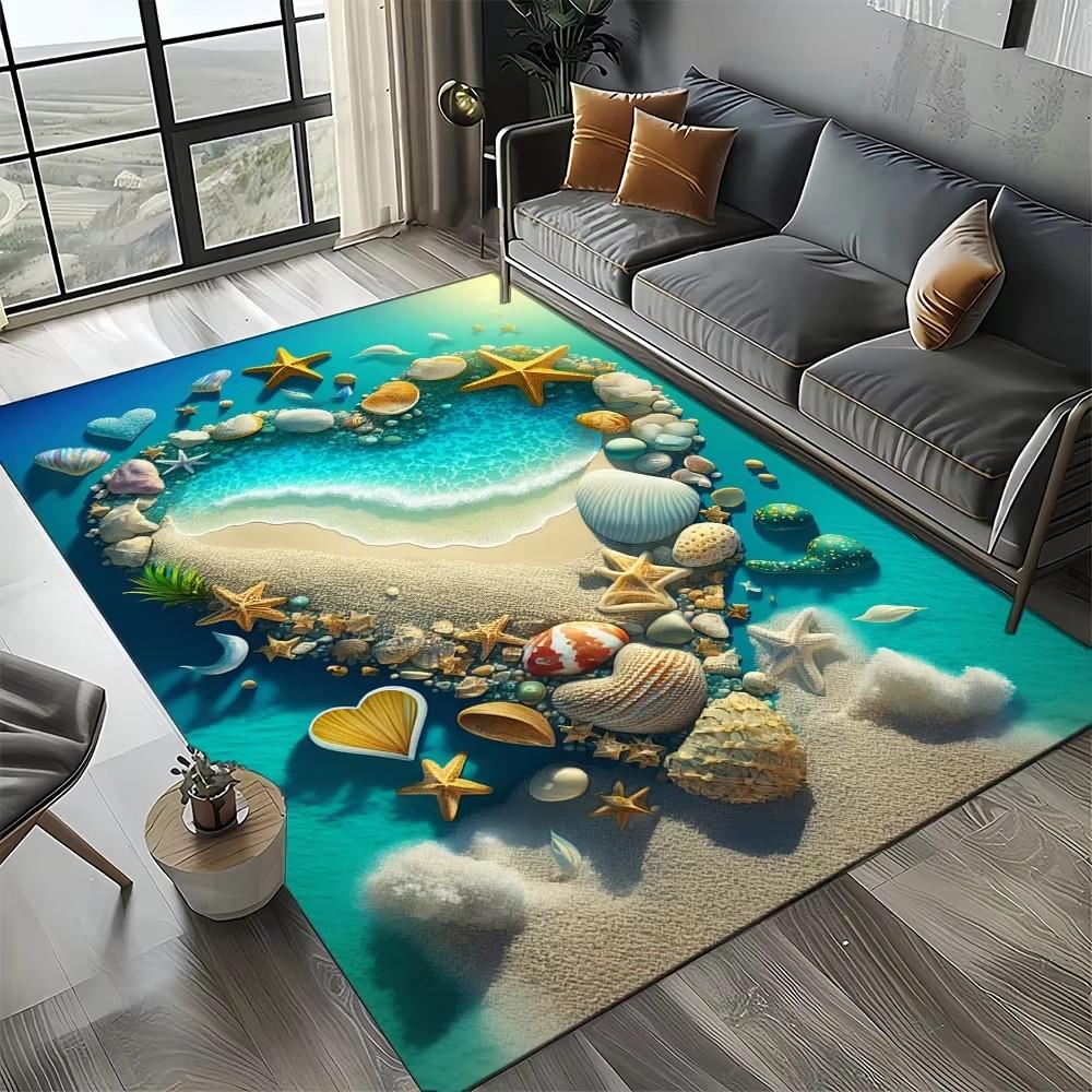 27 Style Starfish Beach Shell Sea Star Sand Carpet Rug for Living Room Bedroom Home Sofa Decoration,Kids Play Non-slip Floor Mat