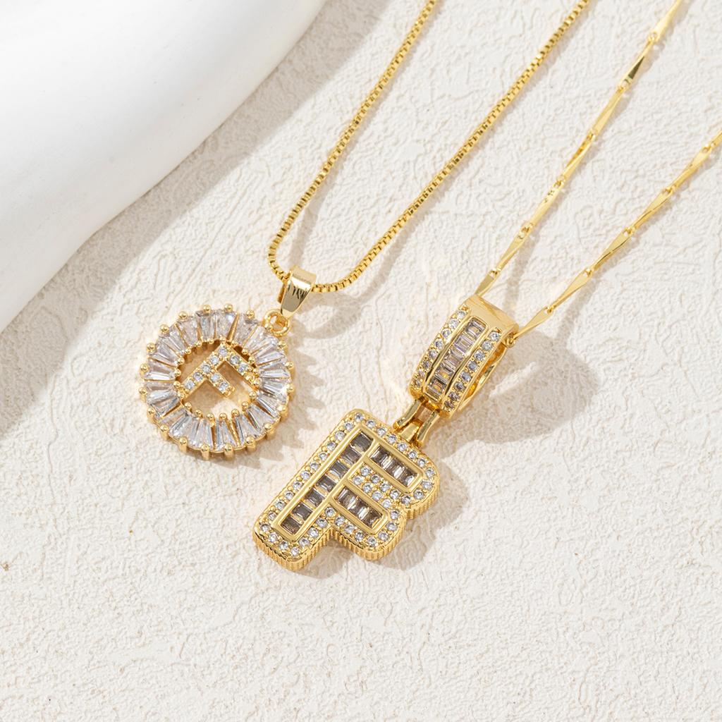 2Pcs Full CZ Zircon Iced Crystal Initial Letter Flower Necklace Women Copper A-Z Alphabet Pendant Couple Jewelry Birthday Gifts