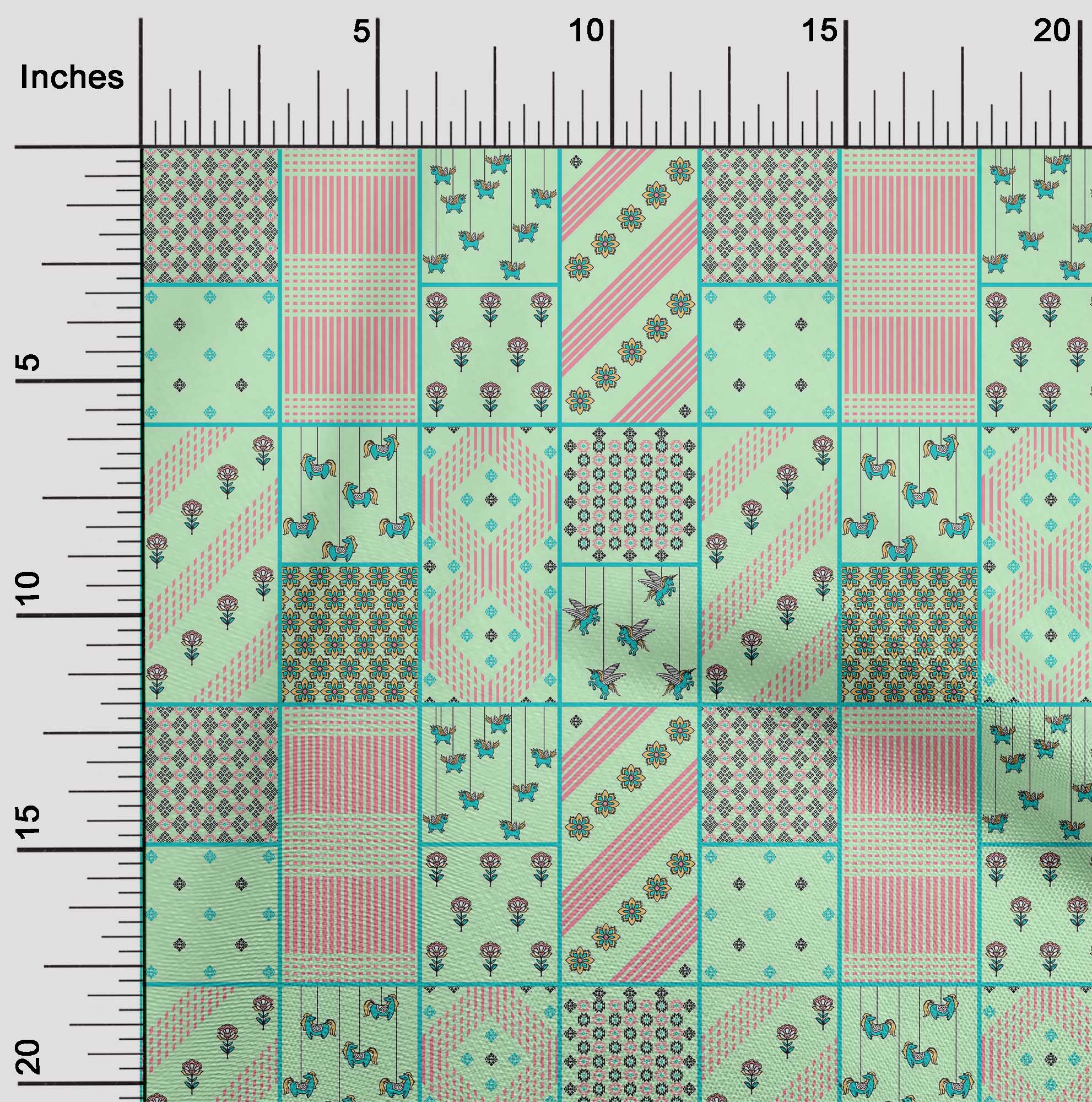 

OneOone Cotton Flex сірувато-блакитна тканина з квітковим орнаментом і геометричним орнаментом для пошиття тканини для рукоділля з принтом у дворі 40 дюймів 42 Inch Wide - Viscose Chiffon м ятний