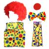 Clown Costume Set Red Clown Noses Shoes Vests Hats Wigs Bow Ties