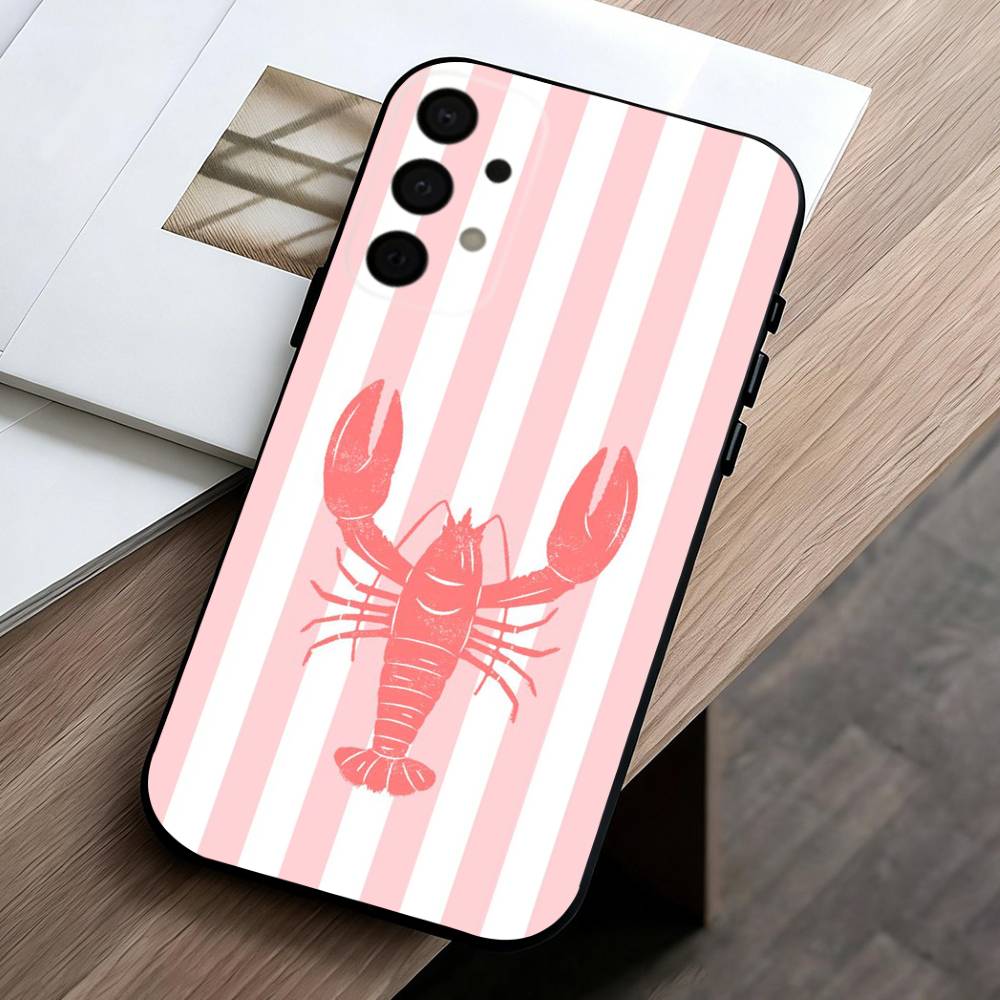 L-Lobster On S-Stripes Ocean  Phone Case For Samsung Galaxy A73,A72,A71,A70,A53,A52,A51,Soft Silicone Black Cover