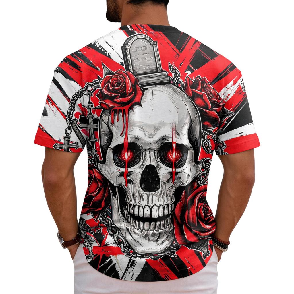 Men's Halloween Graphic T-Shirt Neck Short Sleeve Casual Top