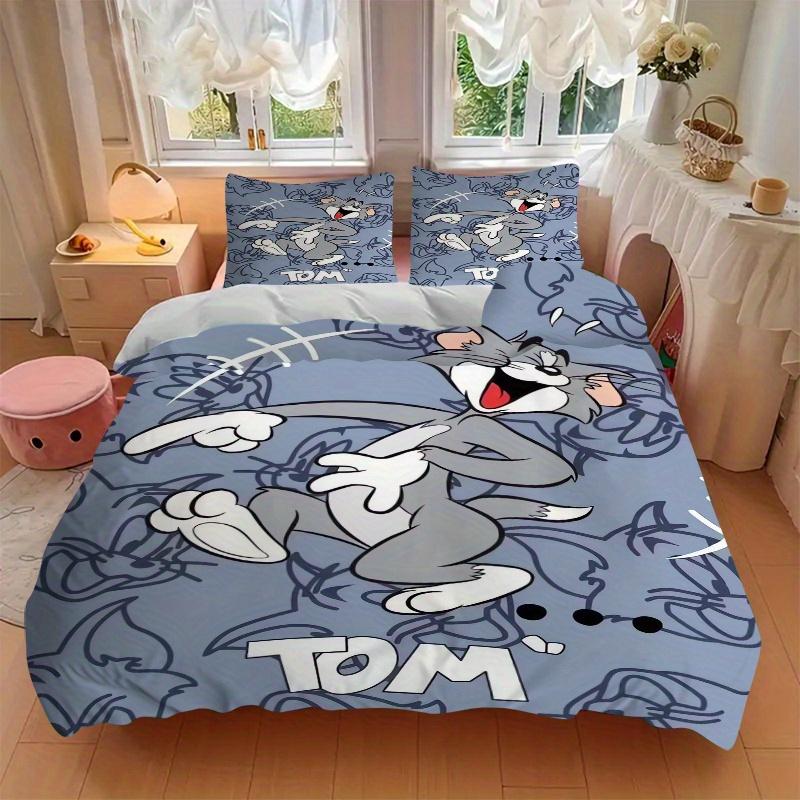 3pcs Tom Cat Bedding Set - 1 Soft Quilt Cover + 2 Pillowcases, Machine Washable - Suitable for All Seasons, Perfect Gift for Family and Friends.F095