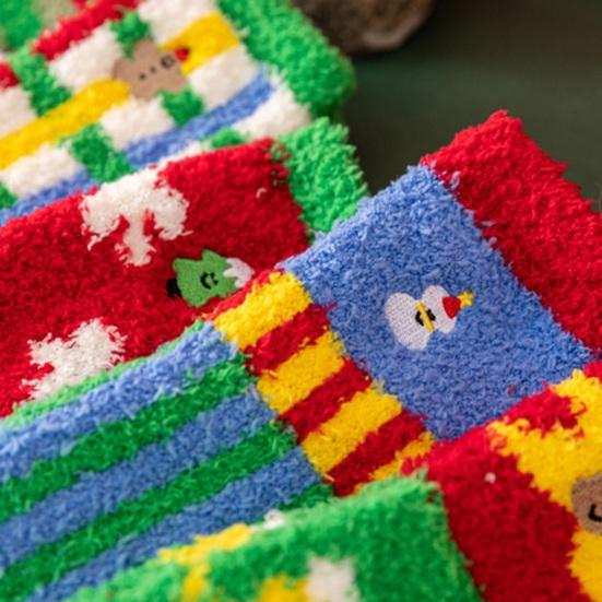 Christmas Fuzzy Socks Women Warm Fluffy Crew Socks Colorful Winter Slipper Socks for Home Lounging Sleeping Holiday Gift