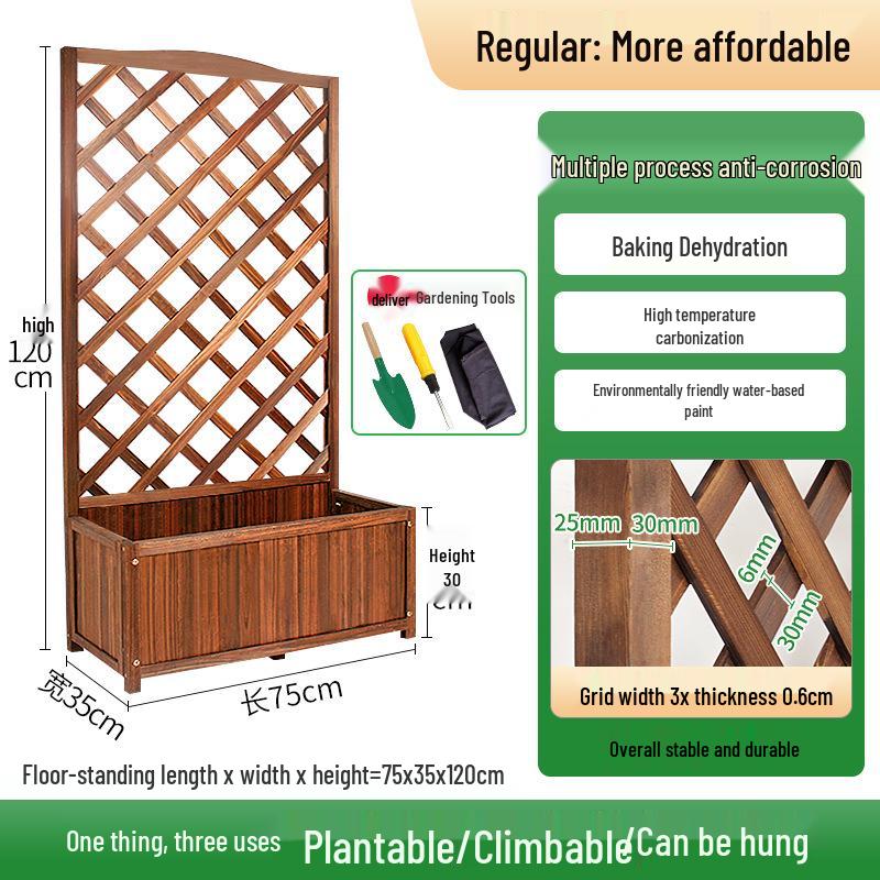 Anti-corrosion Wooden Trellis & Planter Box for Balcony Gardens