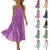 Damen Sommer Mode Bedrucktes Tasche Verstellbarer Schultergurt Bohemian Freizeit Strand Resort Trägerkleid