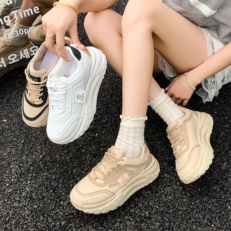 Thick-soled Dad Shoes Women's New Summer Mesh Breathable Mesh Shoes Women's Small Feet and High Inner Height Lightweight Sports Shoes