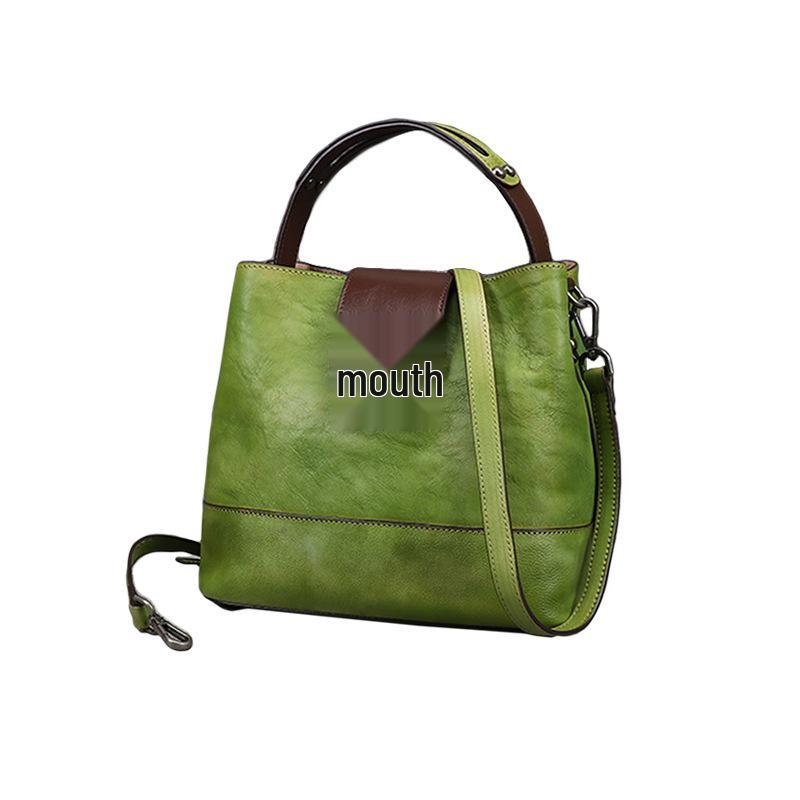 Vintage Tree Bark Leather Multifunction Crossbody Handbag