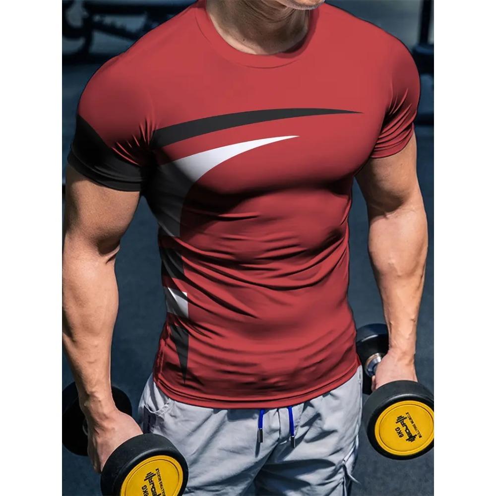 Simple Striped Printed Men s Short-sleeved Shirt Outdoor Casual Men s Short-sleeved T-shirt Daily Sports Fitness Men s Shirt S
