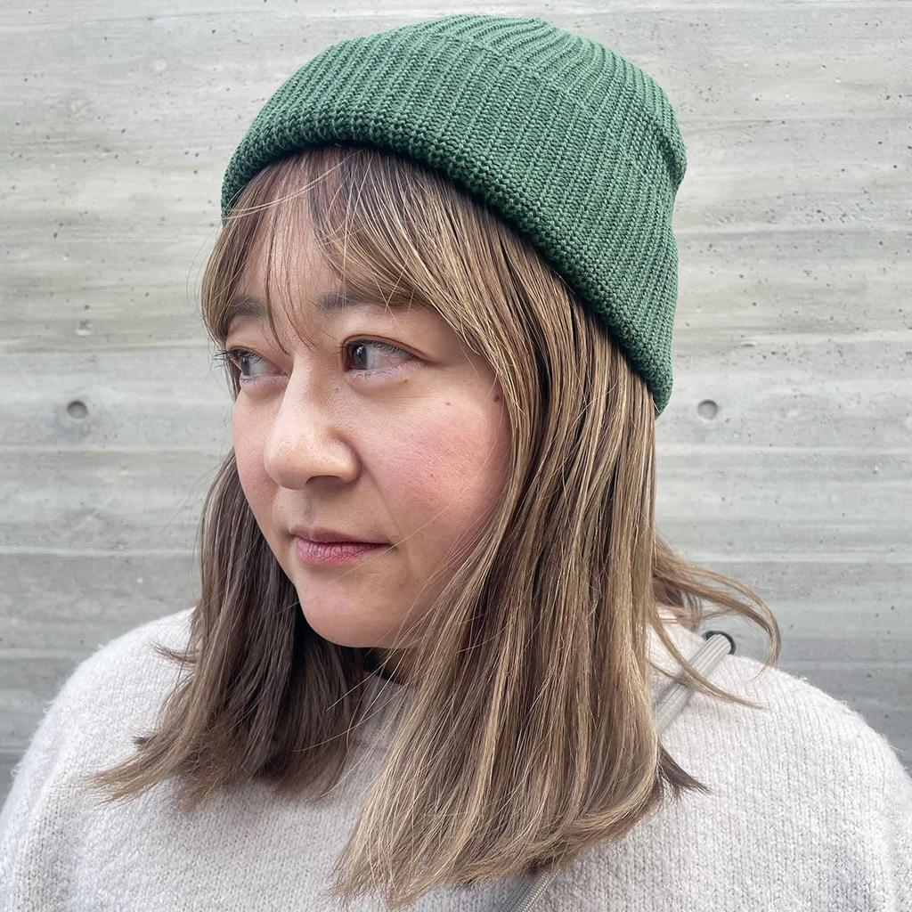Low Watch Knit Sweater Beanie Washable Shallow Stretchable Unisex Green