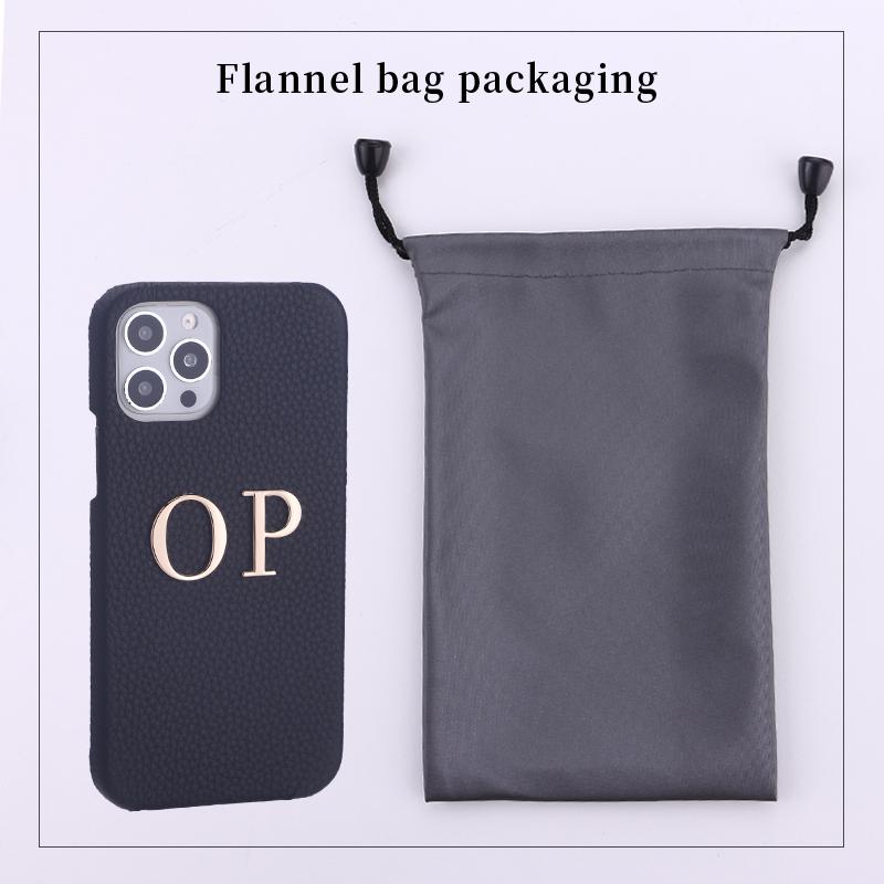 Custom Name Letter Gold Metal Genuine Leather Phone Cas for16 11 12 13 14 15Pro Max 16 15Plus XS XR Personalization Cover Luxury