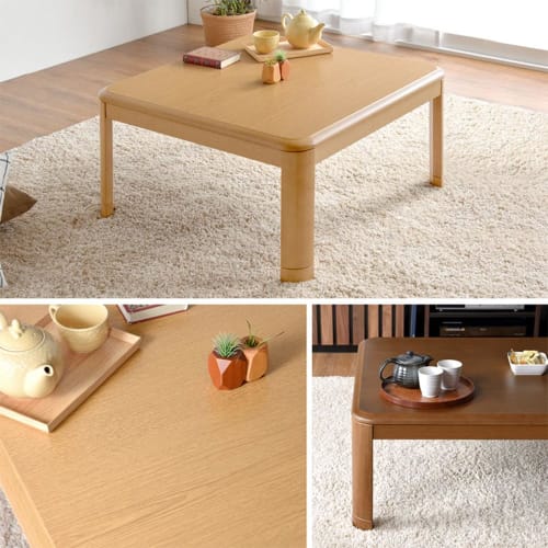 Tansu Gen Kotatsu [Quick Heat in 2 Seconds! 600W Halogen Heater] Table with Handheld Controller, Furniture-Style Table for One Person, Square 80x80cm,