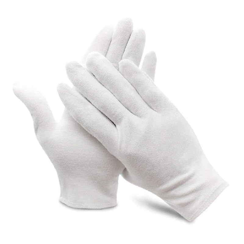 6 Pairs Soft White Cotton Gloves for Cosmetic Moisturizing Coin Jewelry Inspection Stretchable Lining Glove Size S-XL (S)