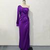 Abito da Sera da Donna Monospalla Manica Singola Aperta Orlo con Spacco Colore Solido Vita Slim Decor Nodo Plissettato Colore Solido Abito Lungo Maxi da Ballo Cocktail Party