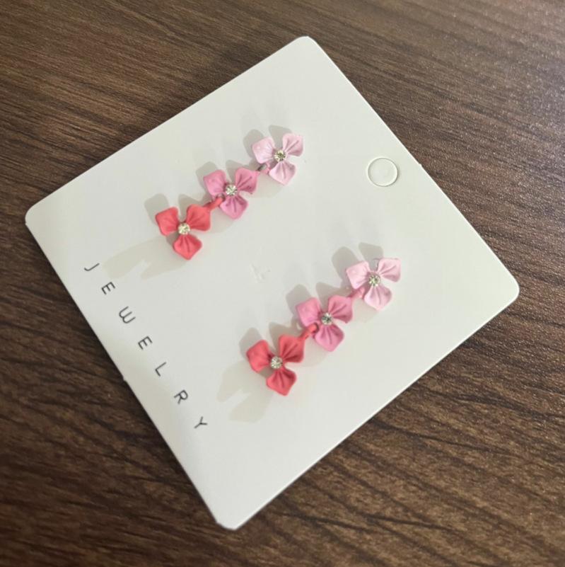 

Серьги-капли с цветочным градиентом для женщин, корейские милые длинные темпераментные свадебные серьги, ювелирные изделия в виде лепестков растений розовый