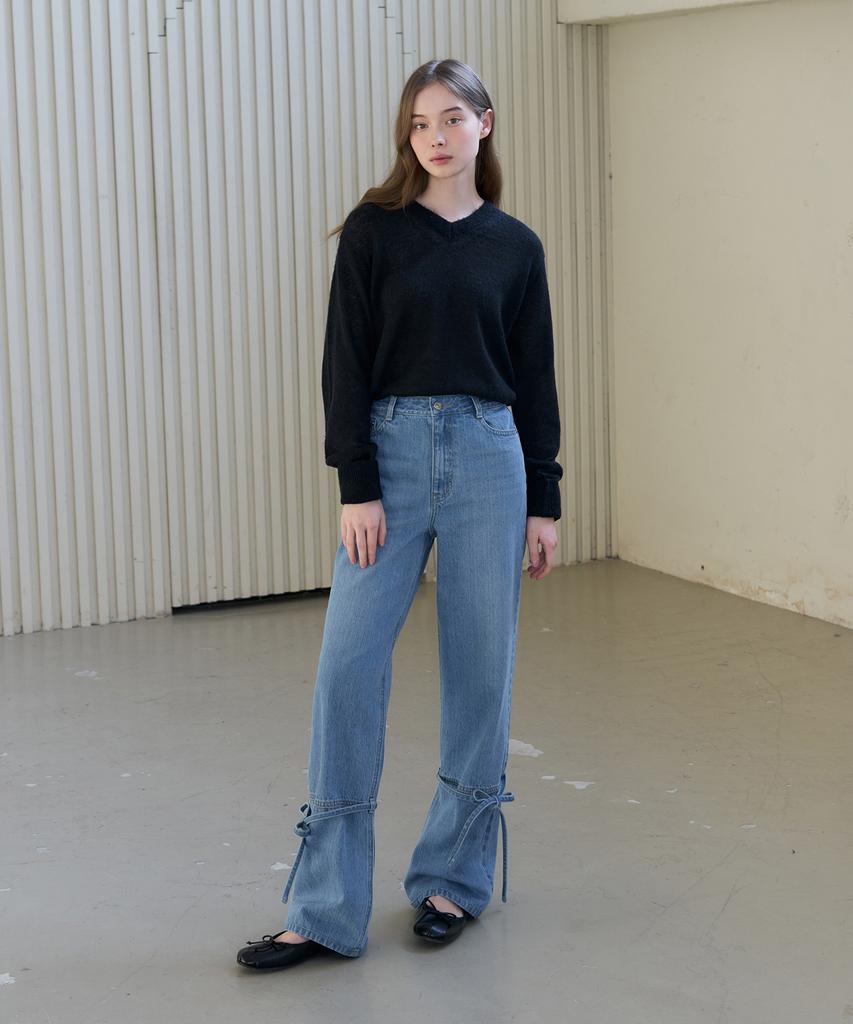 Deuloupisumeon Mohair V-Neck Sheer Knit [Black]