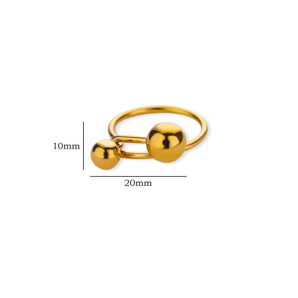 Irregular Beads Stainless Steel Rings For Women Men Open Adjustable Gold Color Chunky Ball Ring Minimalist Waterproof Jewelry