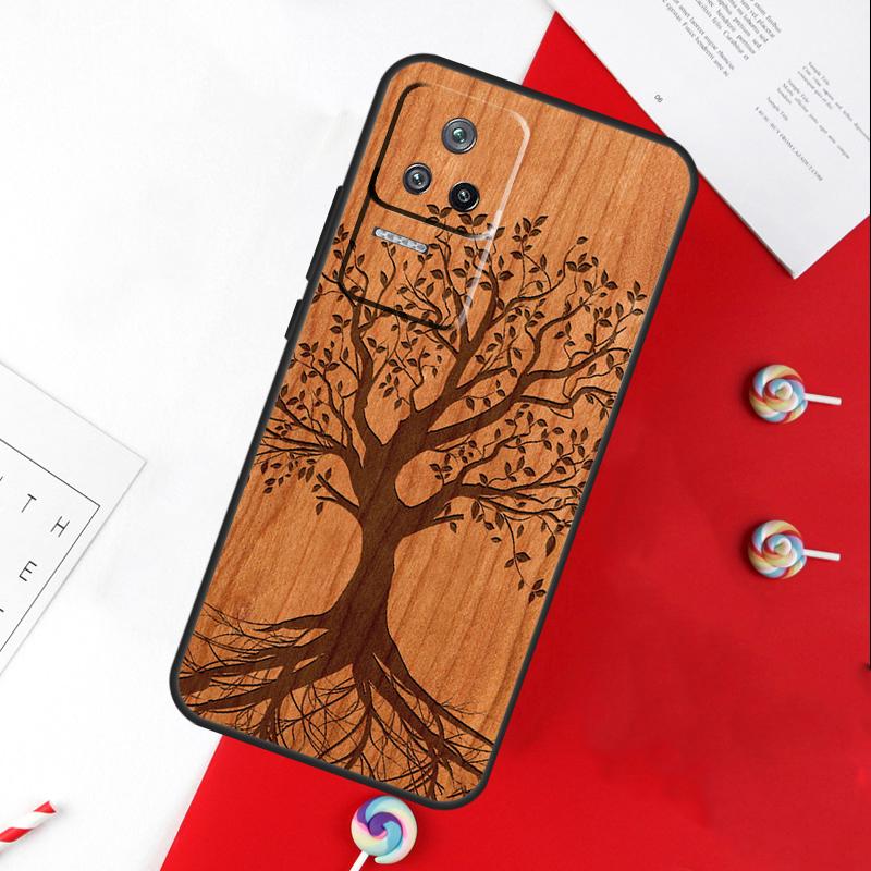 Tree Flower Bamboo Wood Cover For Xiaomi 11T 12T 13T 14T Pro 13 14 15 Ultra POCO X7 Pro X3 X5 X6 F5 F6 M6 Pro Case