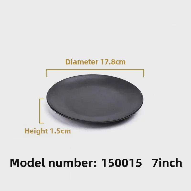 Melamine Black Tableware: Imitation Porcelain Plate for Cold Dishes, BBQ, Hot Pot, and Commercial Use.