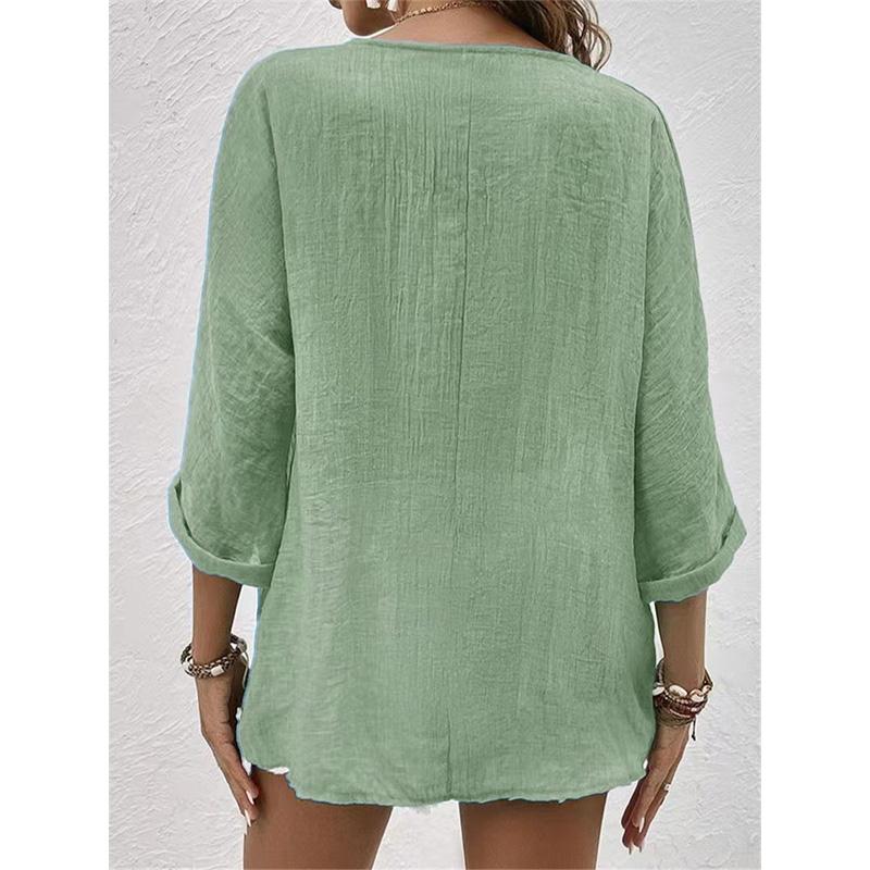 Neuer Damen Chiffon Cardigan V-Ausschnitt Knopf Langarm Leicht Casual Oberteile