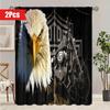 2pc Eagle Scratching Snake Mexican Flag Bohemian PatternCurtain Rod Pocket Mount Digital Printed Curtains 100 PolyesterMaterial