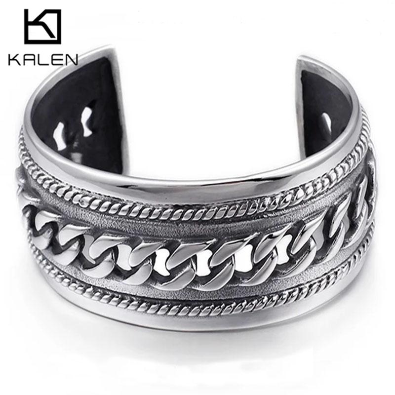 Stainless Steel Cuff Bracelet for Men Hip Hop Silver Color Twisted Bangle Male Charms Jewelry Gift