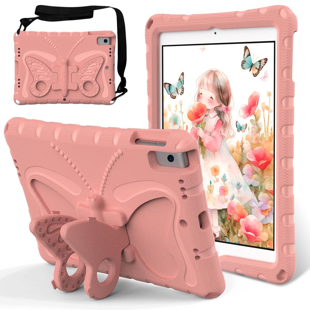 For iPad 10.2 (2021)/(2020)/(2019)/iPad Air 10.5 inch (2019) Case Butterfly Kickstand EVA Tablet Cover with Lanyard