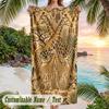 Giraffe Art Deco Poster Theme Quick Dry Beach Towel Custom Name Text Print Large Sand Resistant Towel Beach Vacation