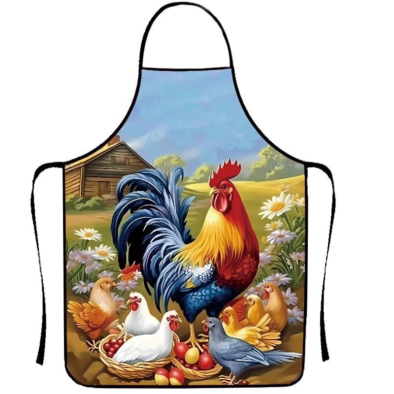 Funny And Popular Product - Printed Apron Featuring Chicken Pattern. Suitable For Barbecue. Funny Apron.