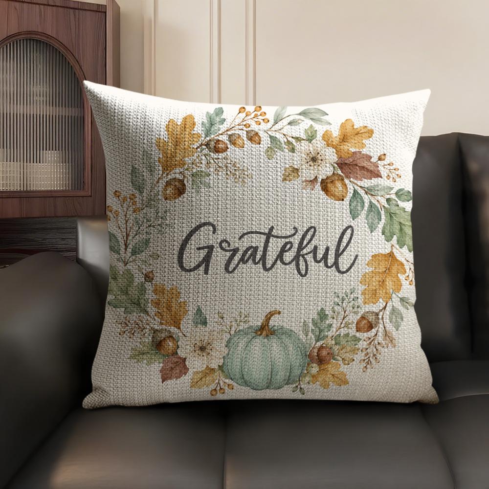 Cushion Cover Fall Thanksgiving Linen Organic Fabric DoubleSided Printing Sofa Breathable Home Decor Gift Pillow Case